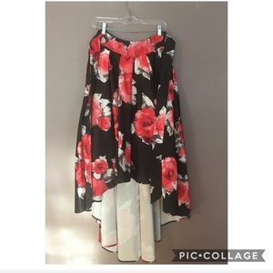 Black Floral Gracia A Like High Low Skirt